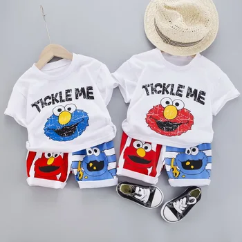 

New fashion baby boy clothes cartoon frog printed letters cotton short-sleeved shorts two-piece suit summer casual baby boy suit