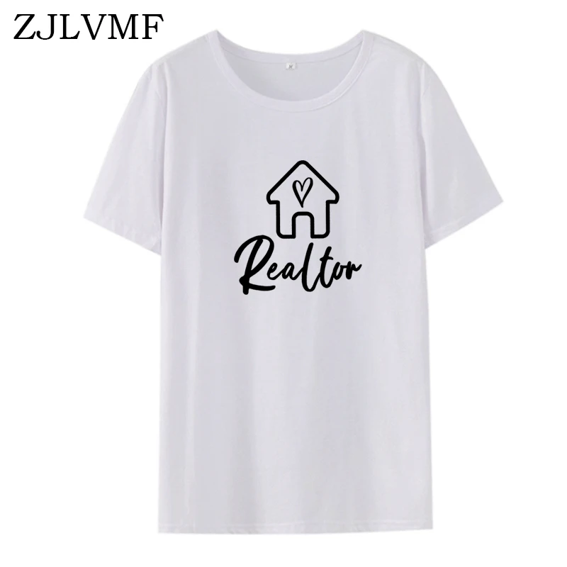 Zjlvmf Realtor Футболка женская 2019 летняя новая повседневная футболка с круглым