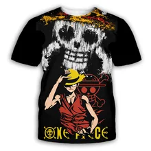 

Summer Hot-selling 3Dprinting Interesting Anime One-piece Luffy Pattern Street Casual T-shirt Round Neck Short-sleeved Men's Top