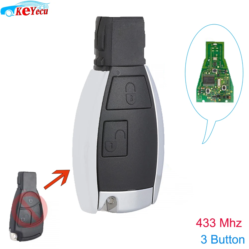 KEYECU Модернизированный умный дистанционный брелок 2 кнопки 433 МГц для Mercedes Benz C E S Class FCC: IYZ 3312