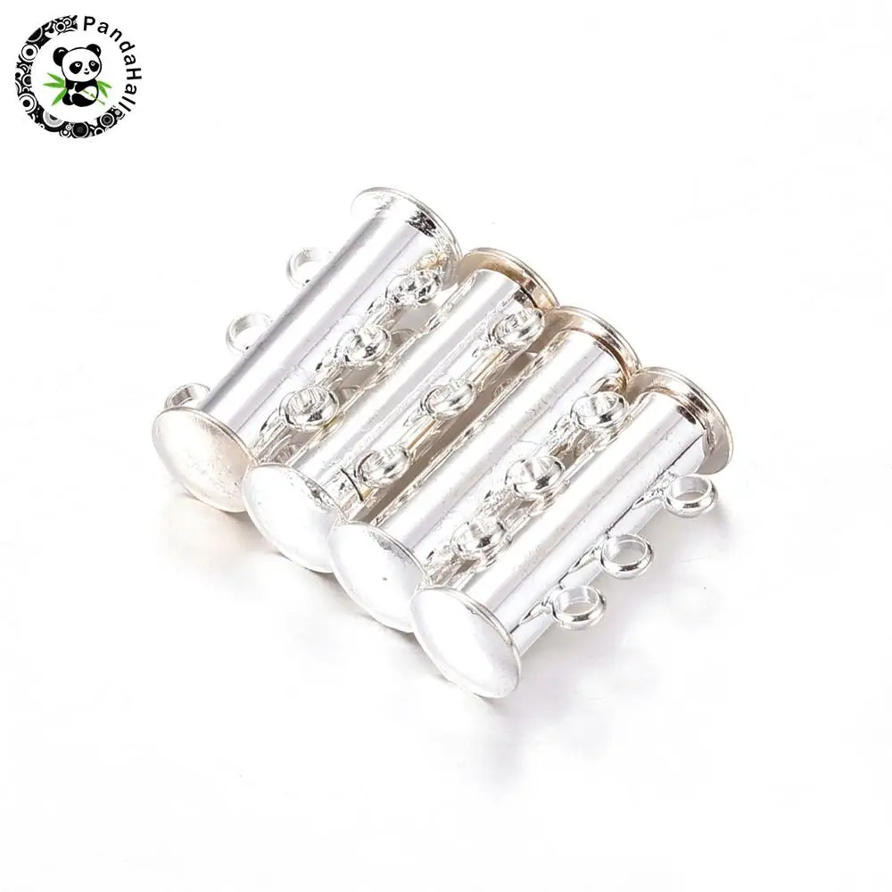 5sets 3-strands Brass Magnetic Slide Lock Clasps for jewelry DIY making,6-Holes,20x10mm, Hole: 2mm
