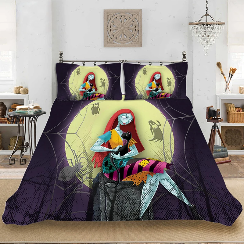 Bedding set Bedclothes Include Duvet Cover Pillowcase Print Home Textile Bed Linens Christmas Eve Moon Classic King-Full Size