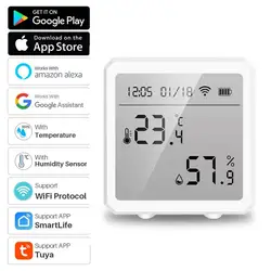Tuya – capteur WIFI intelligent de température et d'humidité, hygromètre d'intérieur, thermomètre avec écran LCD, compatible avec Alexa et Google Assistant 