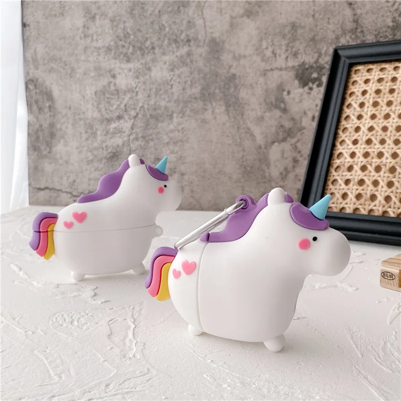 

Rainbow Unicorn Horse 3D Case For AirPods 1 2 Pro Charging Box Soft Silicone Wireless Bluetooth Earphone Protect Cover