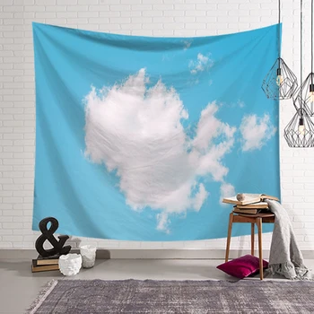

Large 150x200cm washable blue sky and white cloud picnic mat mandala tapestry beach towel camping mat for home outdoor carpet