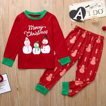 Рождественский наряд Детская одежда топ с рисунком снеговика для мальчиков+ штаны Рождественская семейная одежда пижамы эксклюзивная детская одежда roupa infantil