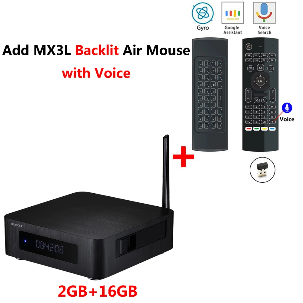 Himedia Q100 Android 7,0 tv BOX 2 Гб DDR4 16 Гб rom 2,4G/5G wifi 1000M DTS Bluetooth Smart Box Поддержка 3," HDD SATA AV - Цвет: Q100 add MX3L mic