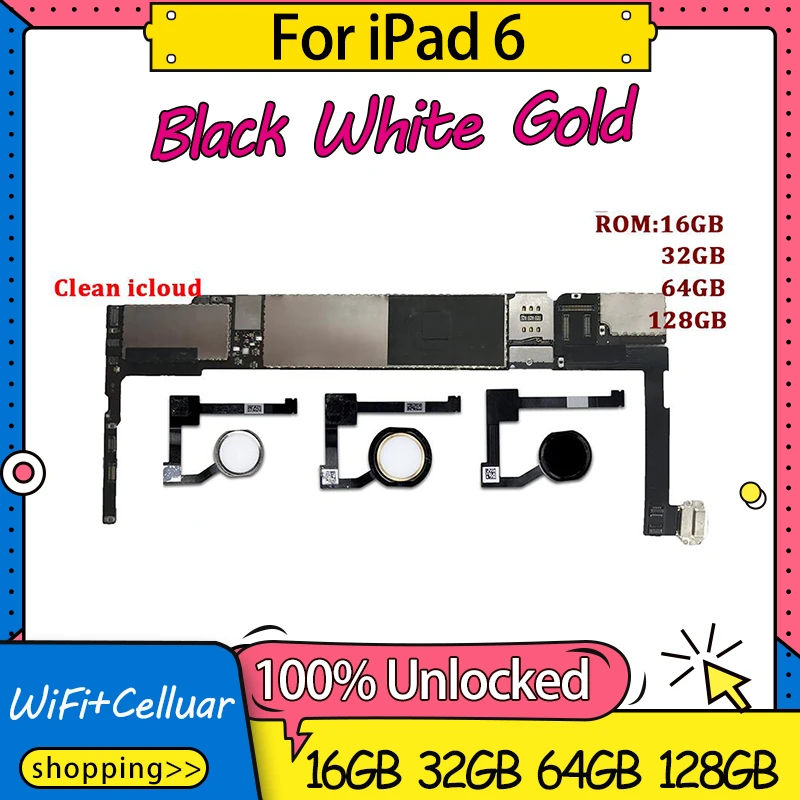 Wifi Celluar For Ipad 6 Air 2 Motherboard Factory Unlocked Logic Board For Ipad 6 Air 2 With Touch Id 16gb 32gb 64gb 128gb Mobile Phone Antenna Aliexpress
