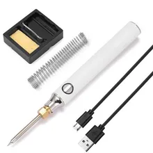 

4 Sets Mini Portable 5V8W Electric USB Soldering Iron Kit With Soldering Tip Suitable For SMD Welding Soldering Work