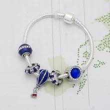 Новинка,, голубой браслет, подвеска в виде шара, подарок на день рождения, браслет для женщин