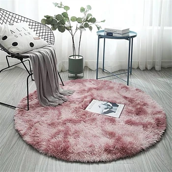 

Pink Round Carpet Nordic Ins Style Gradient Colorful Rug For Living Room Bedroom Rugs Fur Mats Large Size Hanging Basket Mat