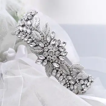 

Bridal Hair Jewelry Rhinestones Crystal Headband Hairband Leaf Headpieces Headwear Crown For Women Brides Wedding Accessories
