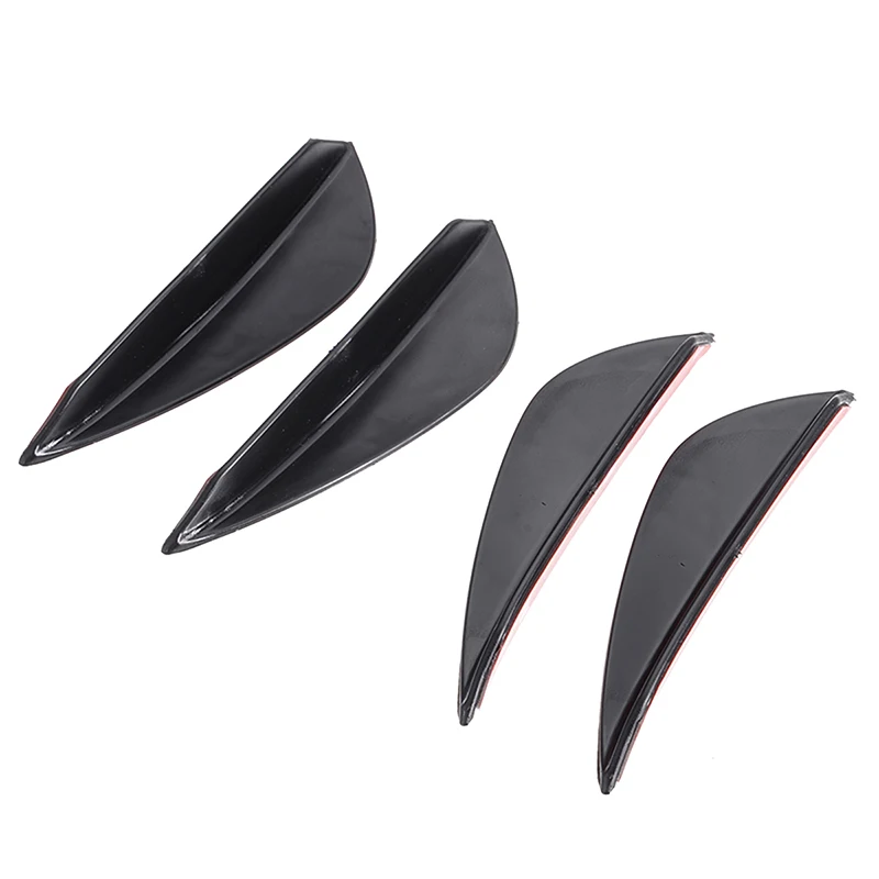 4pcs/Set ABS Black Car Styling Auto Front Bumper Fins Lip Canards Splitter Sticker Trim Kit For Audi For BMW For Nissan
