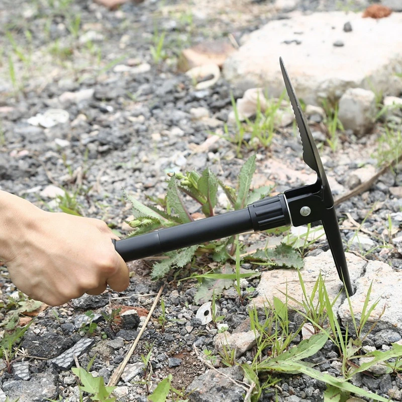Upgrade 3 in 1 Multifunctional Military Folding Camping Shovel Dig Pickaxe Earth Digger Ice Garden Saw Hoe Snow Spade Scoop  (5)