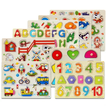 

Wooden Toy Hand Puzzles People Animals Recognition Puzzle For Children Montessori Educational B40-200302 Drop Shipping