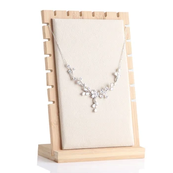 

Display Rack Organizer Practical Home Necklace Holder Shelf Natural Bamboo Space Saving Bracelet Shop Chain Jewelry Stand Simple
