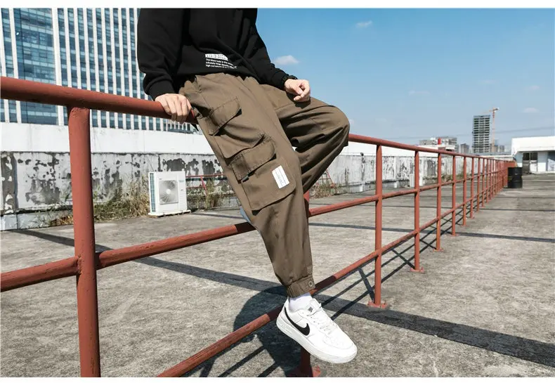 New Men's Big Pocket Cargo Harem Pants Casual Trousers Male Hip Hop Men Jogger Sweatpants Fashion Streetwear Pants Oversized linen harem pants