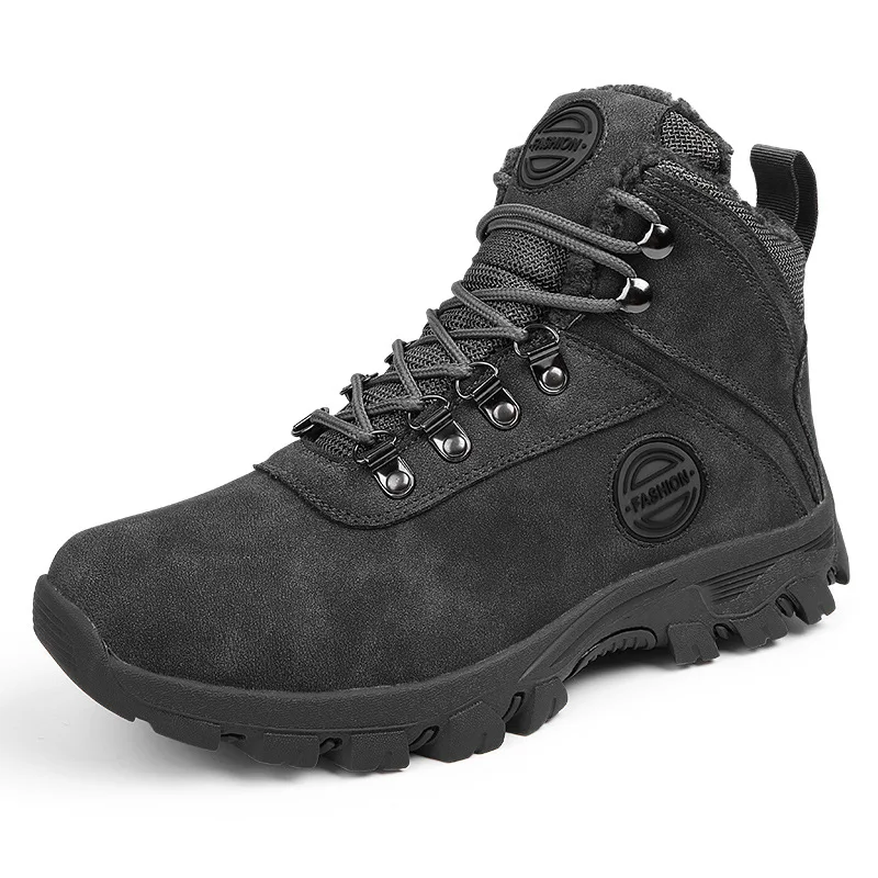 OUDINIAO Snow Winter Boots Men Casual Footwear Plush Fur Warm Mens Boots Winter Shoes Men Ankle Boots For Men Large Size