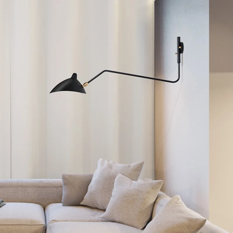 

FSS Modern Black Wall Lamp Long Light Bar swing reading lamp Nordic Bedroom Bedside Lamp Duckbill Wall Lamp