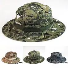 Chapeau de chasse en coton délavé pour hommes et femmes, cordon de menton, Camouflage militaire, casquette de soleil de voyage, chapeaux de pêcheur de Style seau