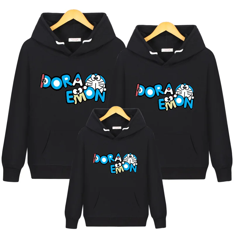 black Doraemon Толстовка с капюшоном «Дораэмон»; Fuuny; одежда для папы, мамы и ребенка; одинаковые комплекты для семьи; подарки для детей; Прямая поставка - Цвет: black Doraemon