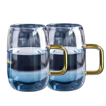 

1Pair Exquisite Explosion-proof Glass Cold Water Cup Durable Practicle Elegant Beautiful Transparent Color Drink Cup