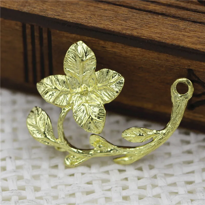 

150pcs Tree Leaf Branch Flower Pendant Charms Connectors Quality Gold Silver Plated Brass Metal DIY Stuffs Jewelry Accessories
