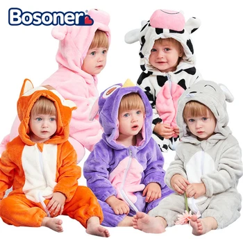 

Baby boy baby girl clothes crawling suit jumpsuit newborn cotton thickened cartoon rabbit ears jumpsuit zipper crawling suit