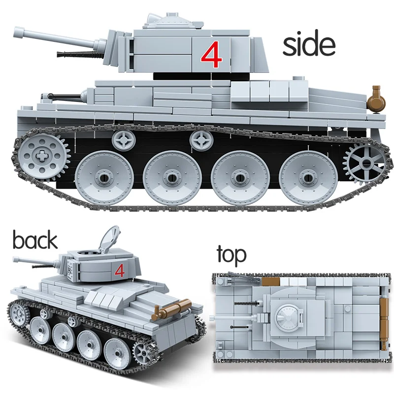  535PCS Legoingly Technik LT-38 Light Tank Building Blocks Military Army City Soldier Figures Weapon