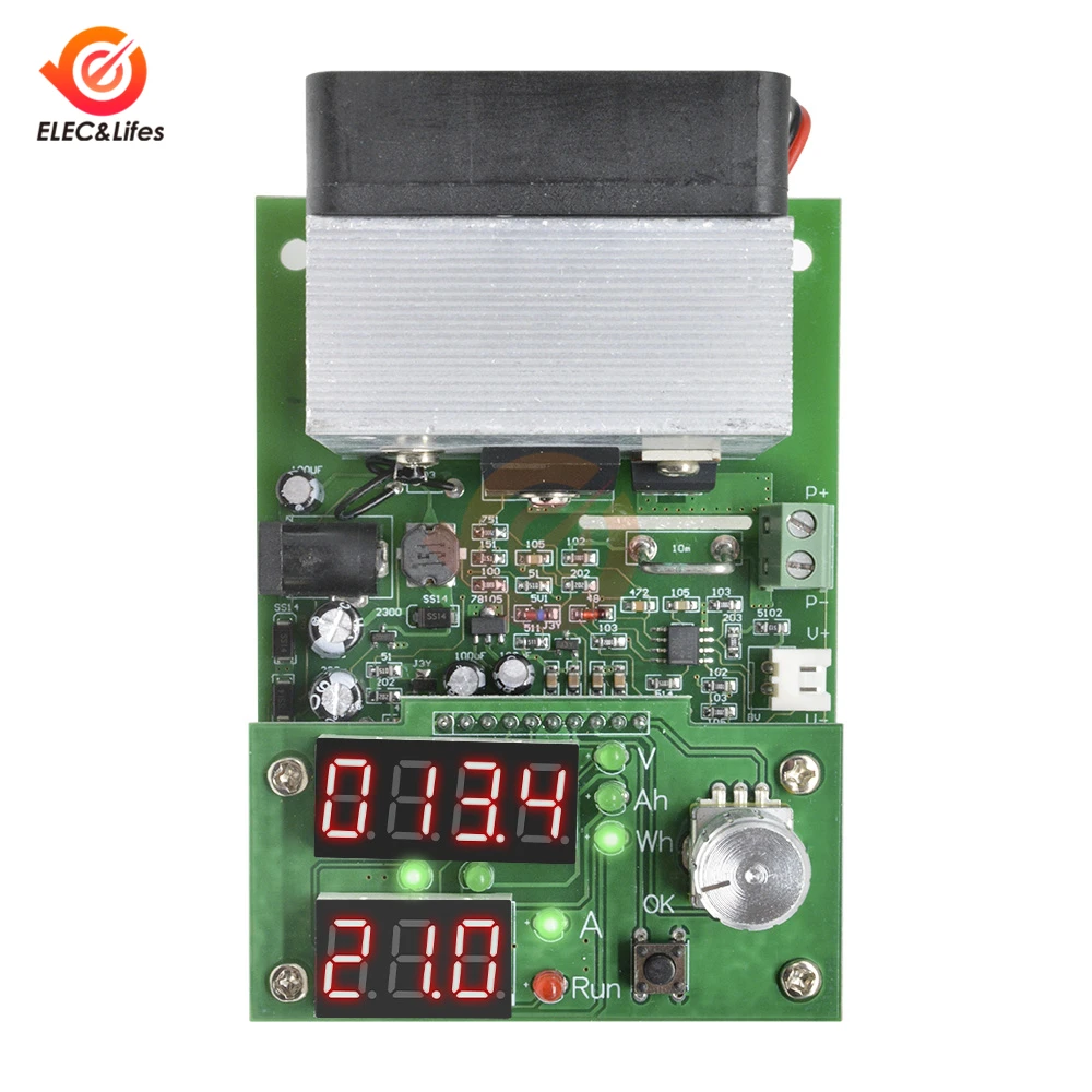 Kopen 60W 30V 0 ~ 9.99A Constante Stroom Elektronische Belasting LCD Digitale Display Ontlading Batterij Capaciteit Meter Tester met koellichaam fan
