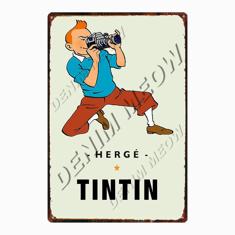 Новое поступление, винтажный металлический постер из мультфильма, винтажный металлический постер Herge Tintin, потертый шик, металлический знак, художественный декор для детской комнаты, Подарочные наклейки на стену, WY108 - Цвет: 21