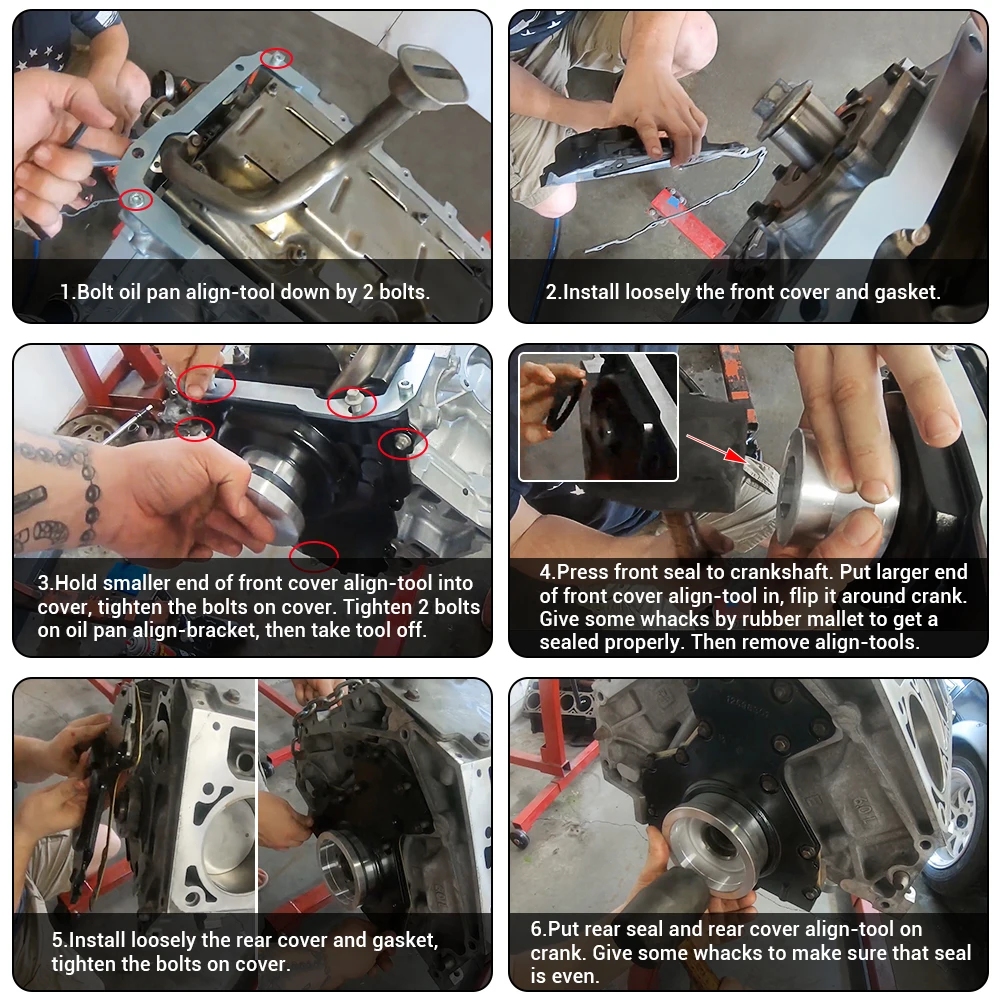 Front and Rear Cover Oil Pan Alignment Tool Kit For GM LS Engines 4.8 5.3 5.7 6.0 6.2 LS1 LS2 LS3 LS4 LS6 LS7 LS9 LSA LQ4 LQ9