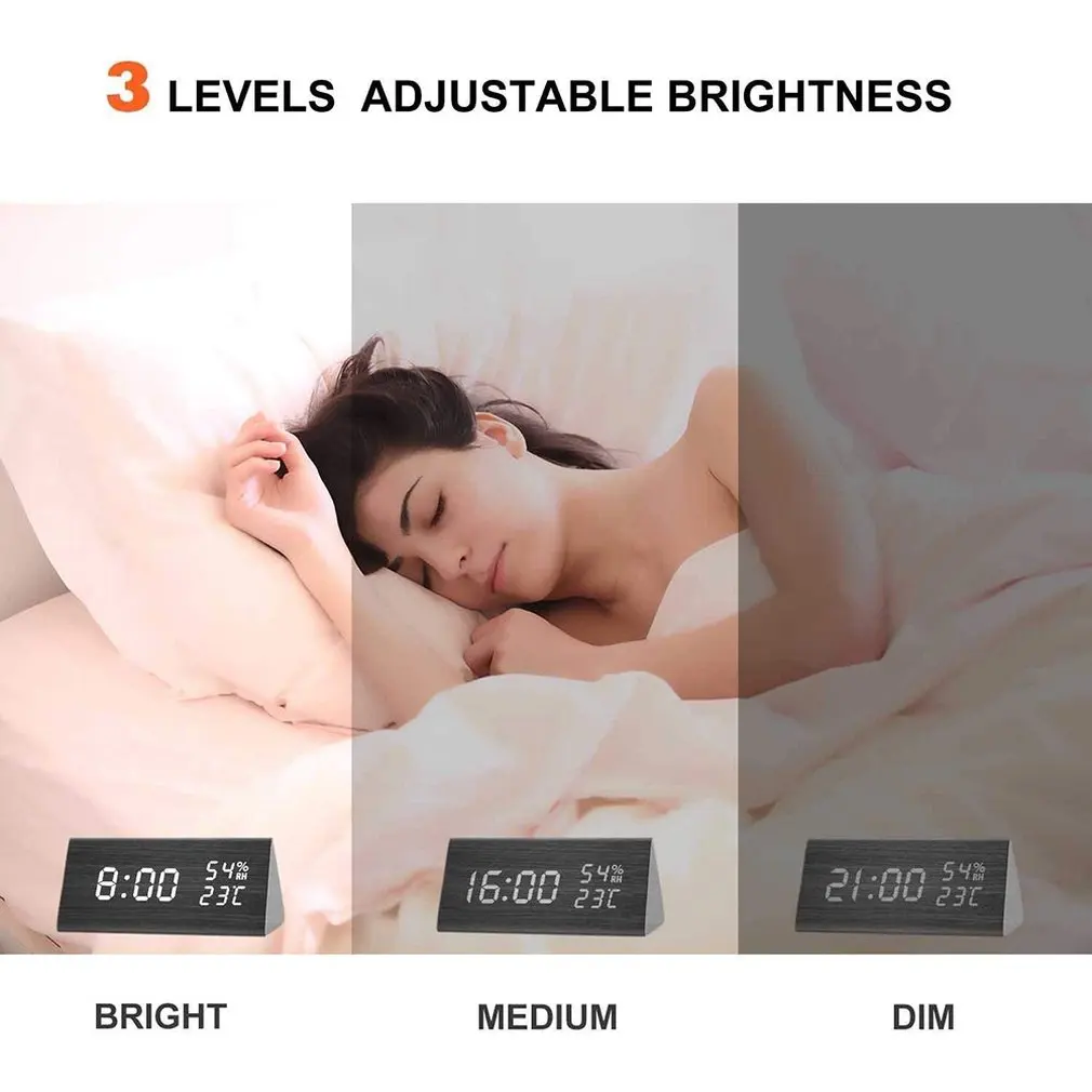 Температура и влажность Многофункциональный отключить будильник креативные СВЕТОДИОДНЫЕ Деревянные часы студенческий подарок электронные часы