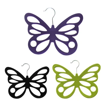 

Butterfly Non Slip Flocked Scarf Tie Belt Clothes Wardrobe Holder Hook Hanger Color:black