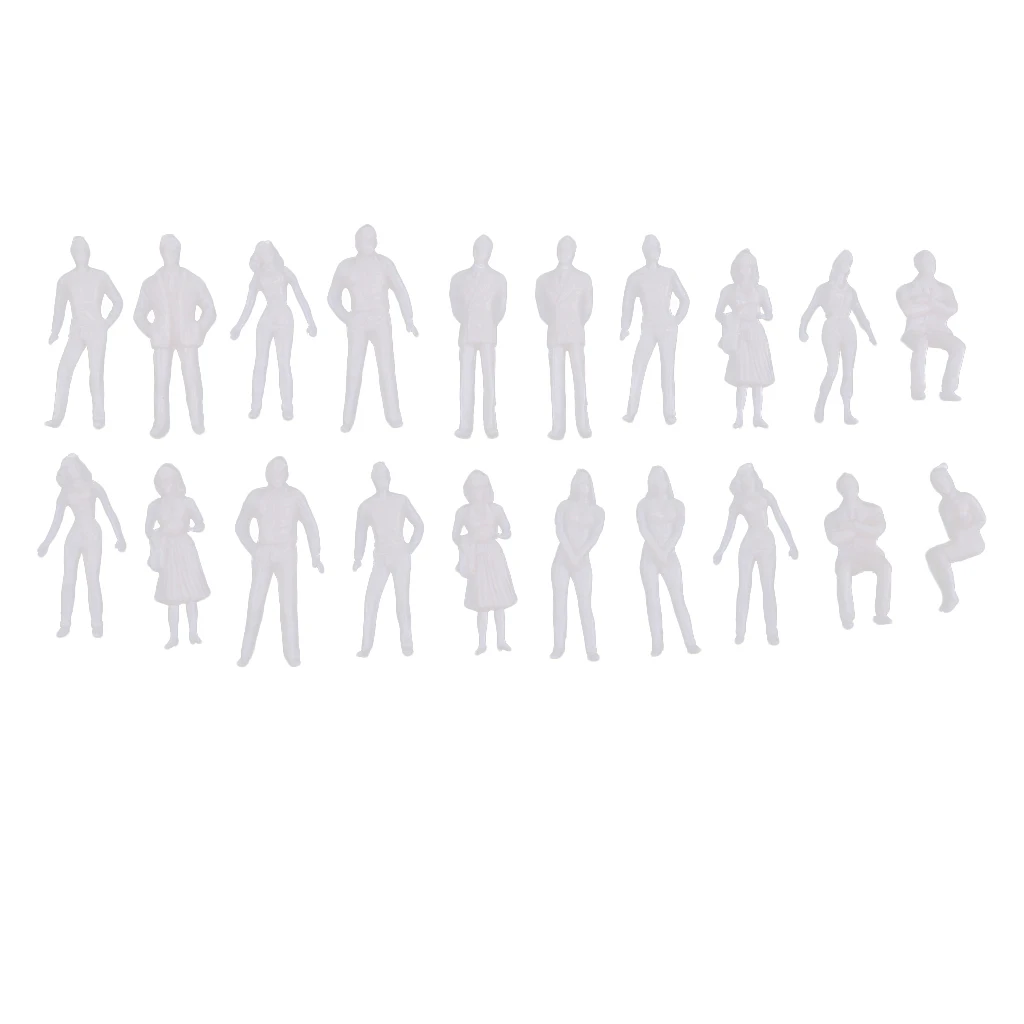 20pcs 1:50 O Scale Mini Standing People Figure Toys for Diorama, Model Train Park, Architecture Projects - Unpainted