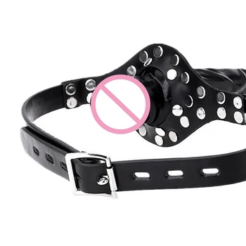 EXVOID Slave Restraint Realistic Penis Double-Ended Dildo Gag Mouth Plug BDSM Bondage Head Strapon Open Mouth Gag Adult Game 4