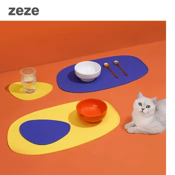 

New Style Pet Mat Waterproof and Spill-proof Soft Silicone Cat Placemat Non-slip Collapsible Dog Bowl Mat Pet Tableware Supplies