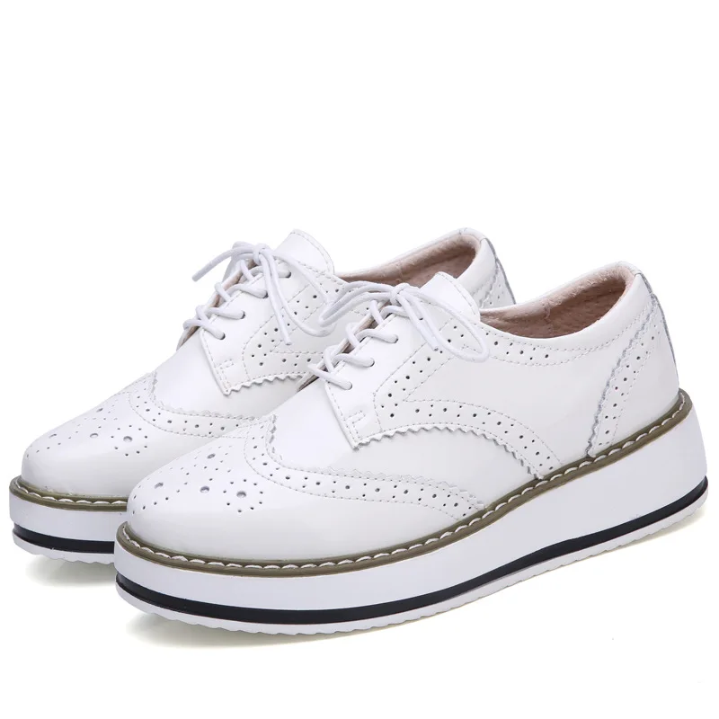 Women Shoes Women Flats Casual Shoes Autumn Women Platform Shoes Woman Patent Leather Flats Lace Up Footwear Female Flat Oxford Shoes For Women