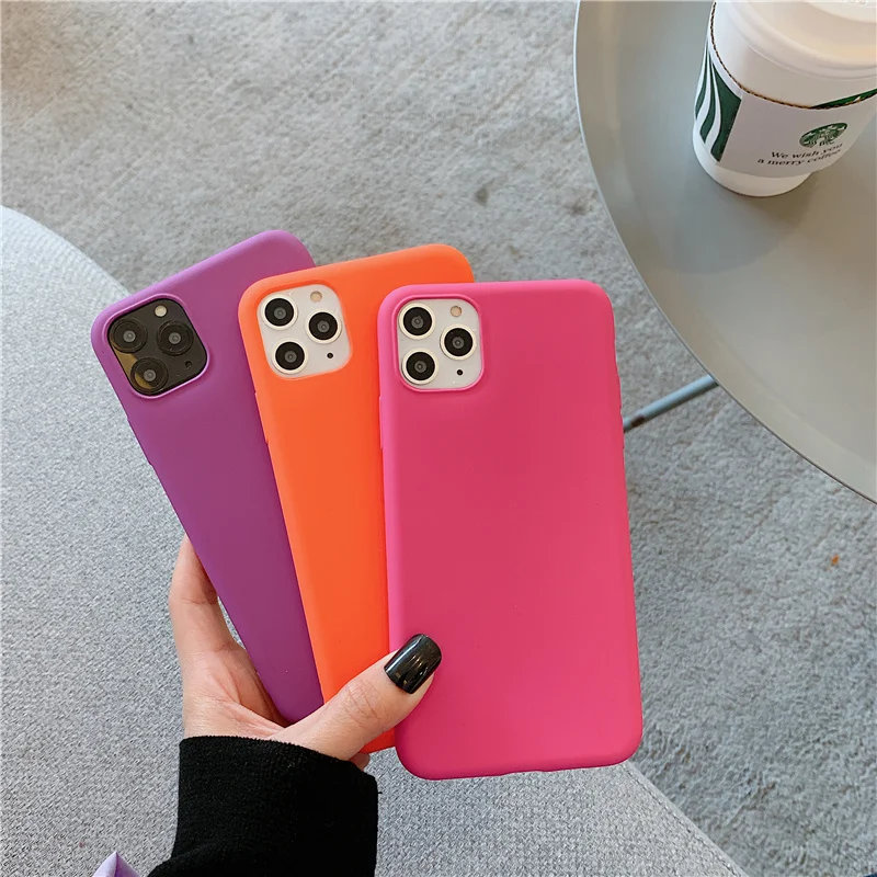 Яркие цвета чехол для телефона iphone 6S Plus 7 8 6 11 Pro x xr xs max яркие однотонные матовые