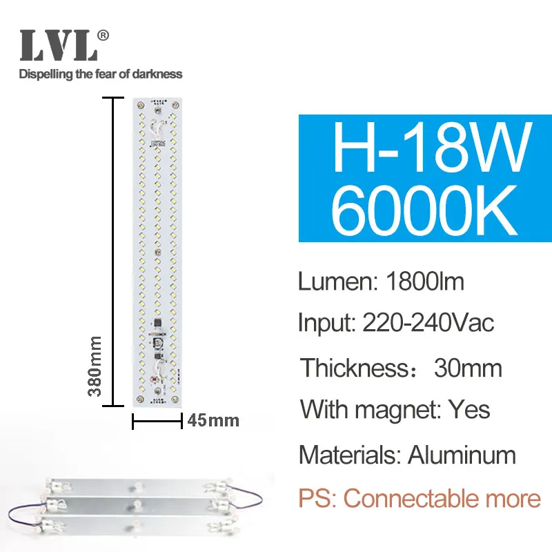 H-18W-6000K Светодиодный модуль светильник 220V 230V 240V 6W 10W 18W 25W 40W магнитное заменить лампы для проектора светильник ing источник для модернизации потолочный светильник - Цвет: H-18W-6000K
