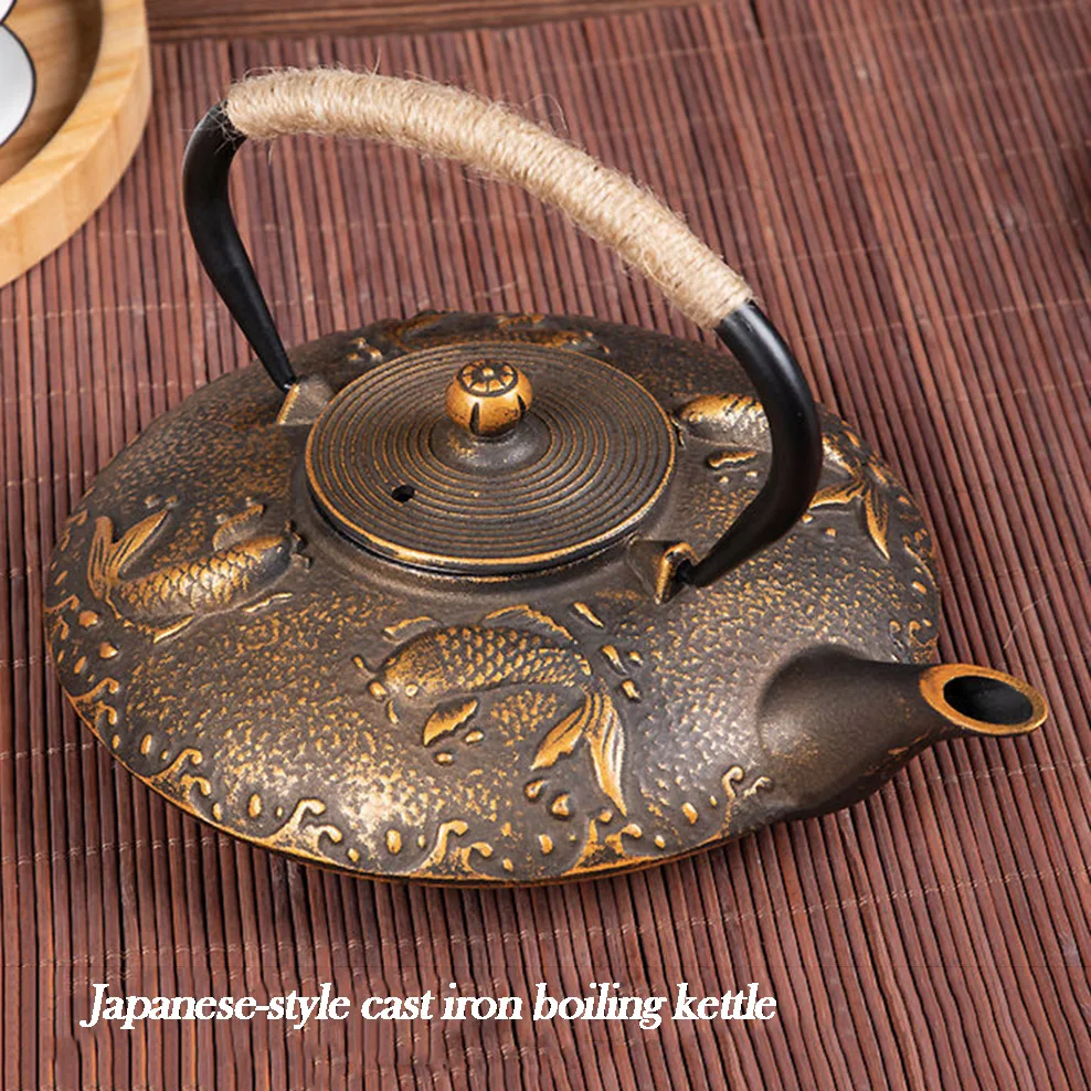 ENERGE SPRING 800ML Cast Iron Teapot Japanese-style Boiling Kettle Beauty Health Pig Iron Boiling Water Pot Retro Tea Set