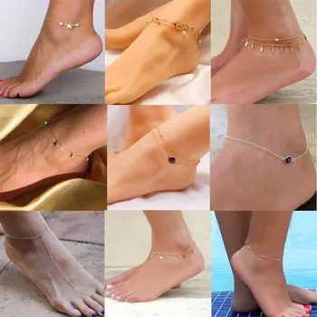 

Summer Simple Heart Ankle Layering Pendant Anklet Beaded Foot Jewelry Summer Beach Anklets on Foot Ankle Bracelets
