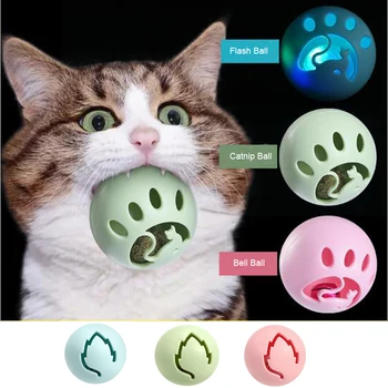 

Cat Ball ToysFunny Game Catnip Ball Interactive Cats Bell Ball Play Flash Light Ball Cat Toys Feather Cat scratch Ball For Cats