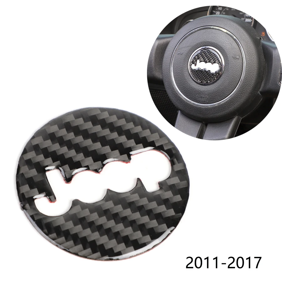 NHAUTP Carbon Fiber Car Trim Sticker For Jeep Wrangler JK 2011-2017 Steering Wheel Center Decoration | Автомобили и мотоциклы