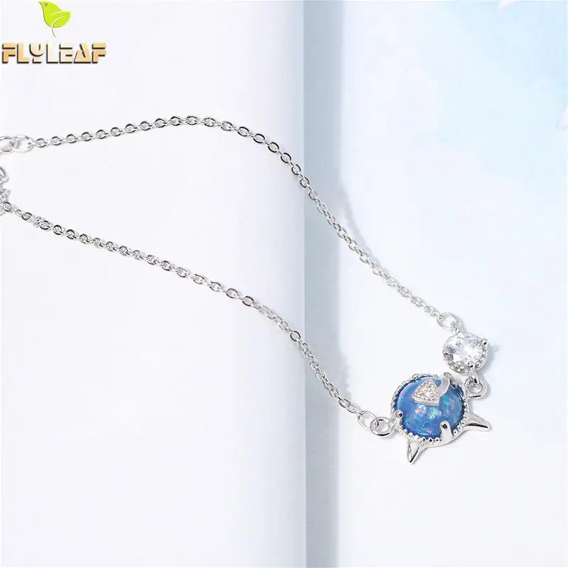 

Flyleaf Blue Color Stone Devil Real 925 Sterling Silver Bracelets For Women Cubic Zirconia Fine Jewelry Bracelets & Bangles