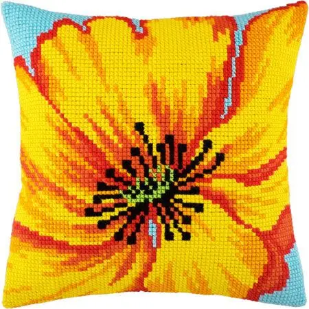3D Latch Hook Pillow Yellow flower DIY Cross-Stitch Kit Cartoon Girl Embroidery Pattern Button Package | Дом и сад