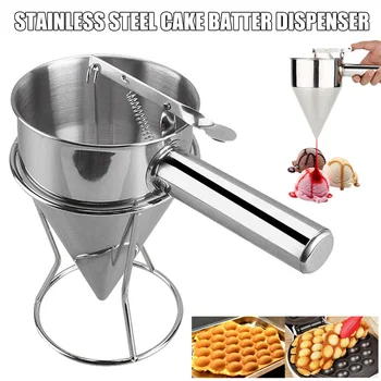 

Stainless Steel Donut Cupcake Batter Dispenser Funnel Pancake Maker Helper Rack Spring-loaded Handle TP899