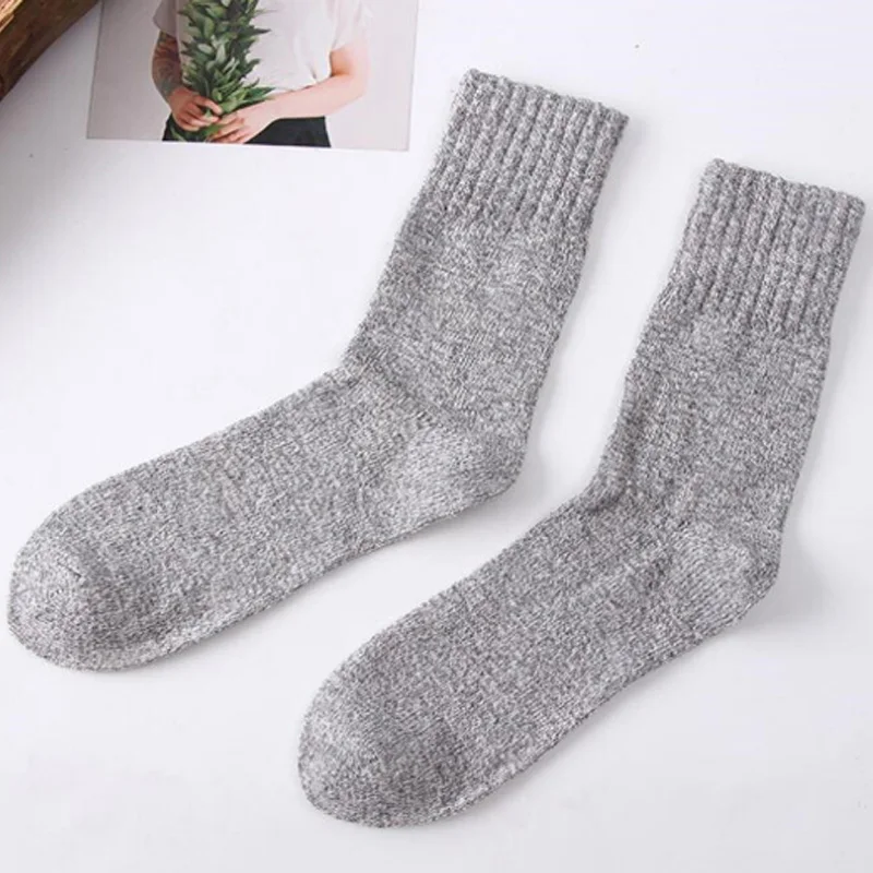 Casual Stripe Adjustable Calcetines Hombre Thick Cotton Socks Soft Men's Wool Socks 5Pairs/Lot Winter Comfortable Warm Elastic