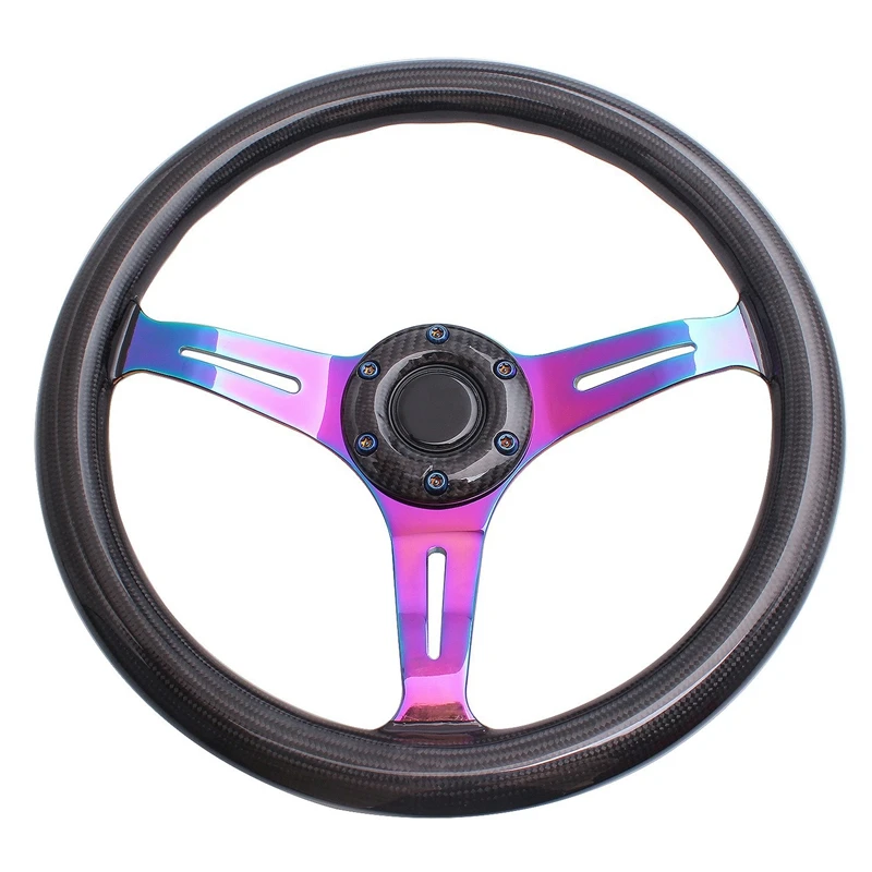 

Car Modification 345MM Carbon Fiber Racing Modified Steering Wheel Universal Grilled Blue Steering Wheel