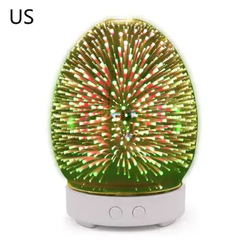 

3D Fireworks Glass Egg Shape Aroma Diffuser Humidifier with 7 Color Night Light